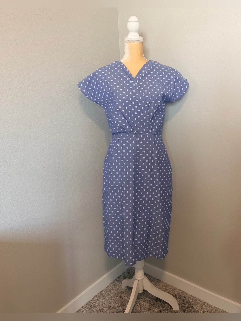 Shabby Apple Blue Polka Dot Midi Dress NWOT Size 8